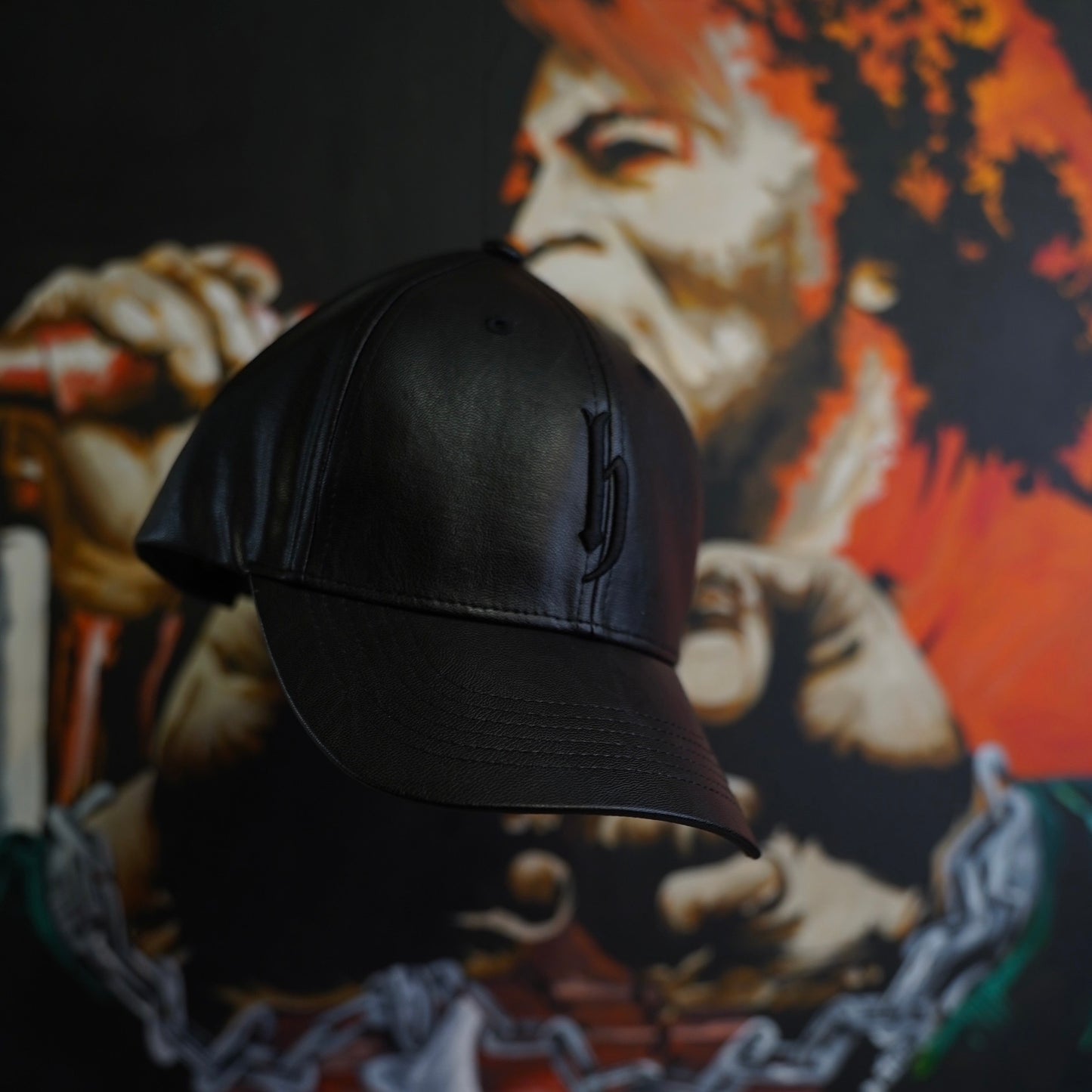 dj honda originals leather cap"black x black"